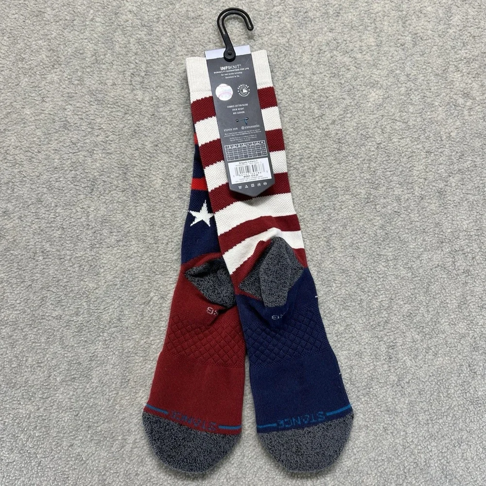 Stance Cleveland Indians‎ Brigade Crew Socks Size Large MLB USA Flag NWT